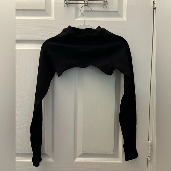 Adam Selman Sport Rib Knit black Shrug Crop Top - Picture 3 of 6